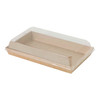 Sushi Take-Out Box With PET Lid 8.66X5.3X1 IN PE Coated Paper Kraft 50 Count/Pack 6 Packs/Case 300 Count/Case