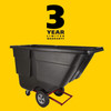 Utility Tilt Truck 32X69X43.75 IN 1 Cubic Yard 850 LB Black Red Resin FDA Approved Rotomolded 1/Each