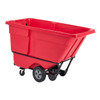 Utility Tilt Truck 1 Cubic Yard 1250 LB Red Black Resin FDA Compliant 5 IN Swivel Caster Standard Duty Rotomolded 1/Each