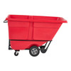 Utility Tilt Truck 1 Cubic Yard 1250 LB Red Black Resin FDA Compliant 5 IN Swivel Caster Standard Duty Rotomolded 1/Each