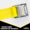 Cargo Strapping 2X144 IN Yellow Polyester Steel 2500# With Cam Buckle E-Track End Type 1/Each