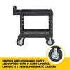 Brute® Utility Cart Medium (MED) 44X25.5X39 IN 500 LB Black Resin 8 IN Pneumatic Casters With Lipped Shelf 1/Each