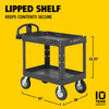 Brute® Utility Cart Medium (MED) 44X25.5X39 IN 500 LB Black Resin 8 IN Pneumatic Casters With Lipped Shelf 1/Each