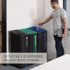 Mixed Recycling 1-Stream Bin 16.80X17.90X36.10 IN 23 GAL Black Blue Metal Resin With Hinged Lid 1/Each