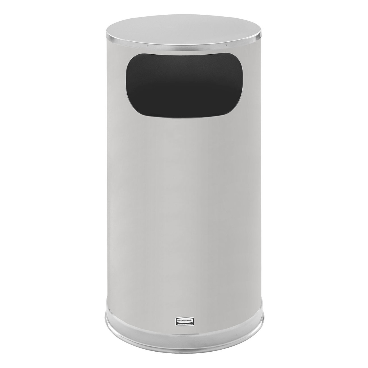 Trash Can 15X15X28 IN 12 GAL Stainless Metal With Flat Lid Half Round Side Open With Galvanized Liner 1/Each