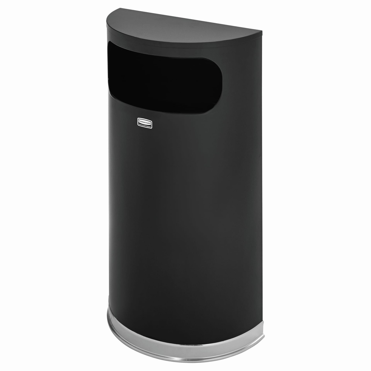Trash Can 9X18X32 IN 9 GAL Black Chrome Metal With Flat Lid Flat Top Side Open 1/Each