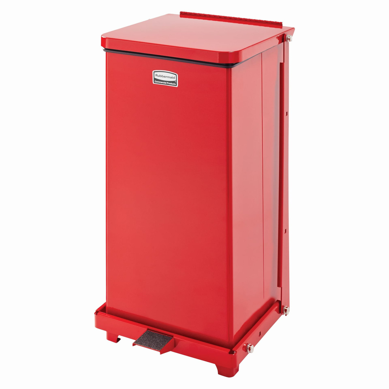 Defenders® Biohazard 1-Stream Trash Can 13.50X14.25X23.88 IN 6.5 GAL Red Square Metal With Hinged Lid Step-On 1/Each