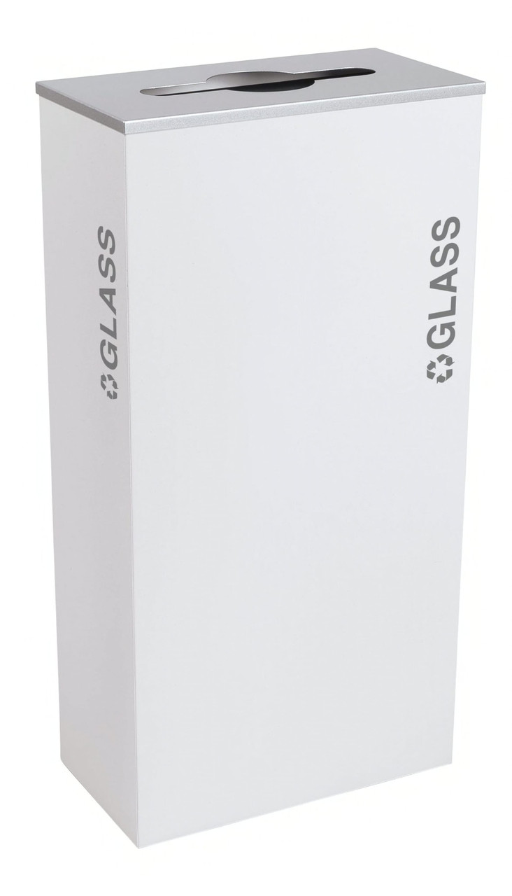 Kaleidoscope Collection™ Black Tie Glass Recycling Bin 17 GAL White Gloss Metal With Comingle Opening 1/Each