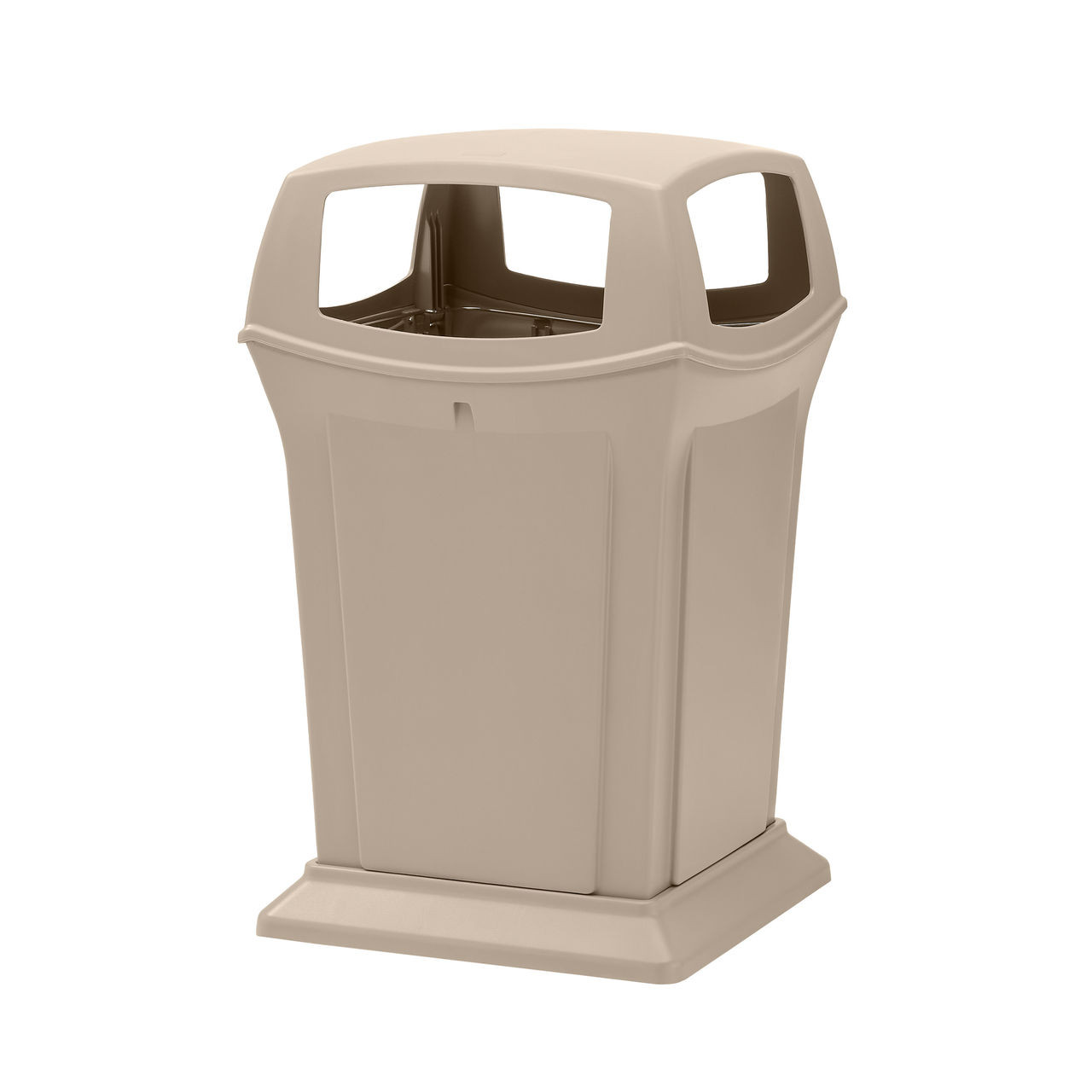 Landfill 1-Stream Trash Can 24.75X24.75X41.5 IN 45 GAL 180 QT Beige Resin 4 Openings 1/Each