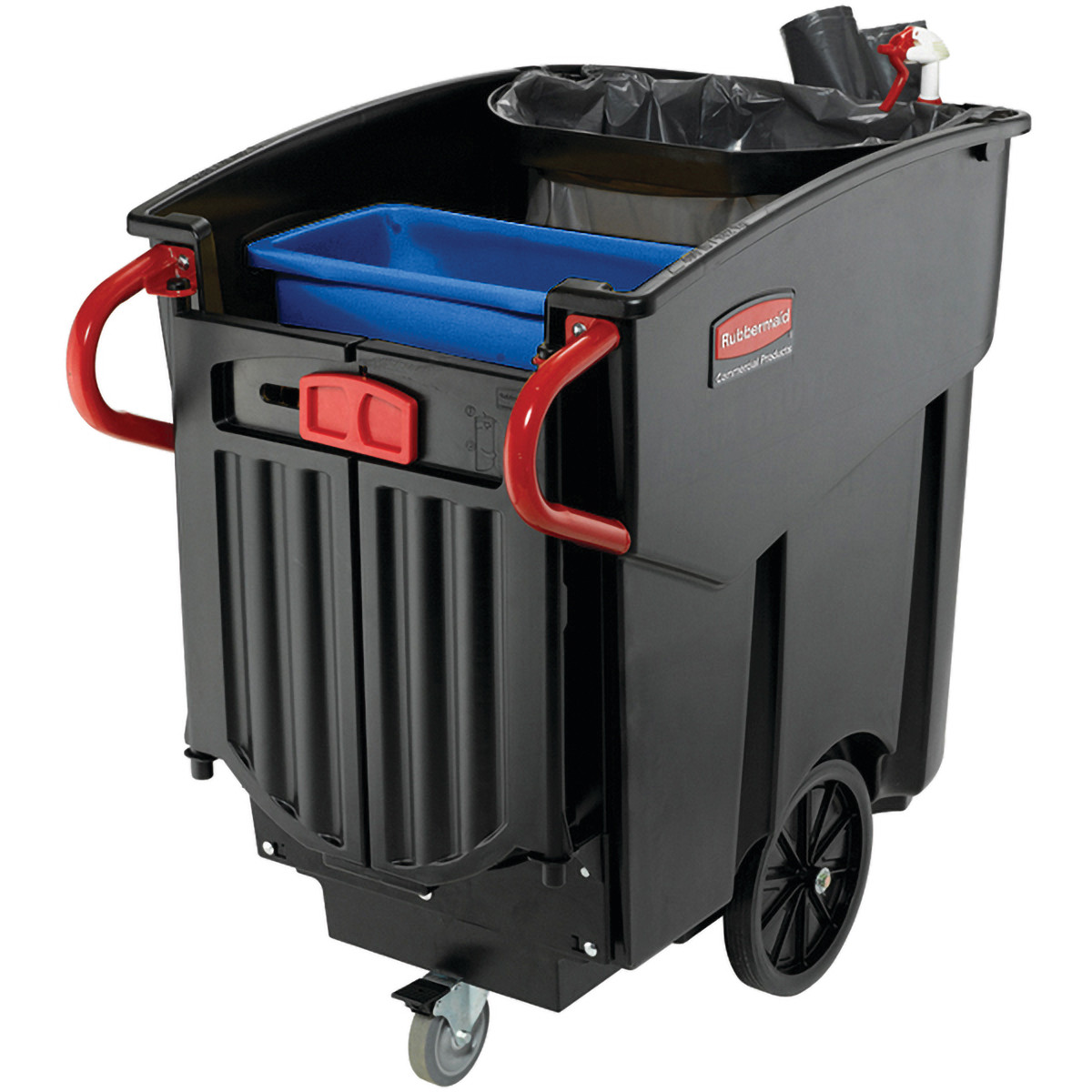 Executive Series™ Curbside Trash 21X21X40 IN 400 LB 480 QT Black Red Resin 1/Each