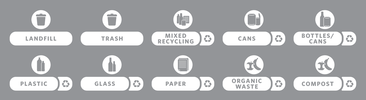 Slim Jim® Recycling Station Waste Stream Label Kit 0.06X9.50X5.70 IN White Resin 1/Each