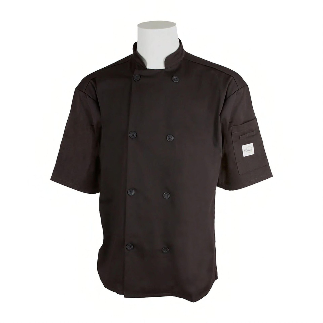 Chef Coat Medium (MED) Black Polyester Blend Full Mesh Back Shoulder Pocket 1/Each