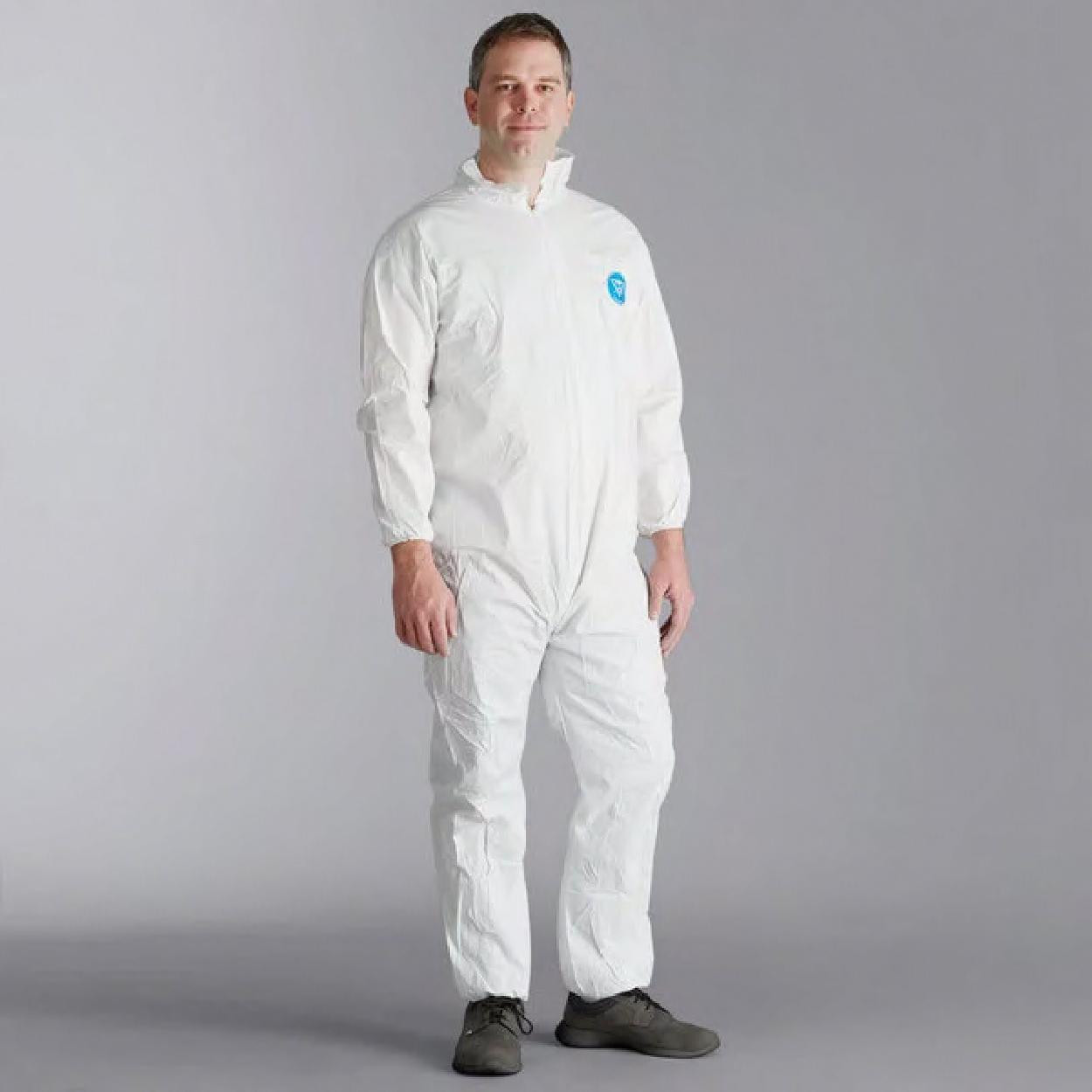 ProMax® Coveralls Large (LG) White Microporous Fabric Elastic Wrists & Ankles Zippered Front 25/Case