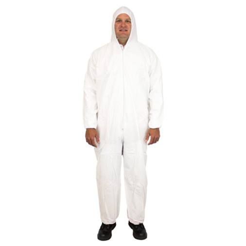 ProMax® Coveralls XXXXL White Microporous Polyolefin Fabric Attached Hood Zippered Front Elastic Wrists & Ankles 25/Case