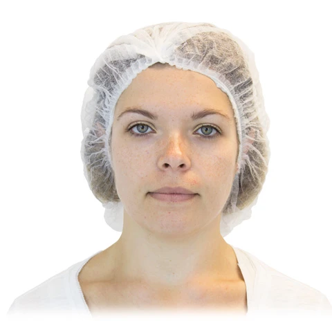Bouffant Cap Medium (MED) 21 IN White Spunbond Polypropylene Pleated Double Banded 1000/Case