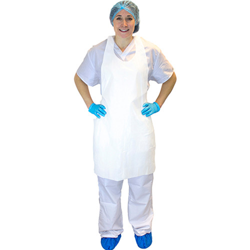 Apron 28X46 IN White 1MIL Polyethylene Coated Nylon 1000/Case