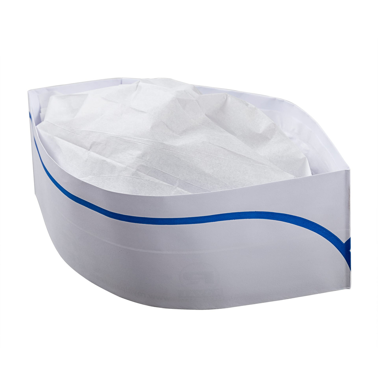 Classy Cap Adult 11.25X4X3.5 IN White Blue Paper With Stripe Adjustable 100 Count/Pack 10 Packs/Case