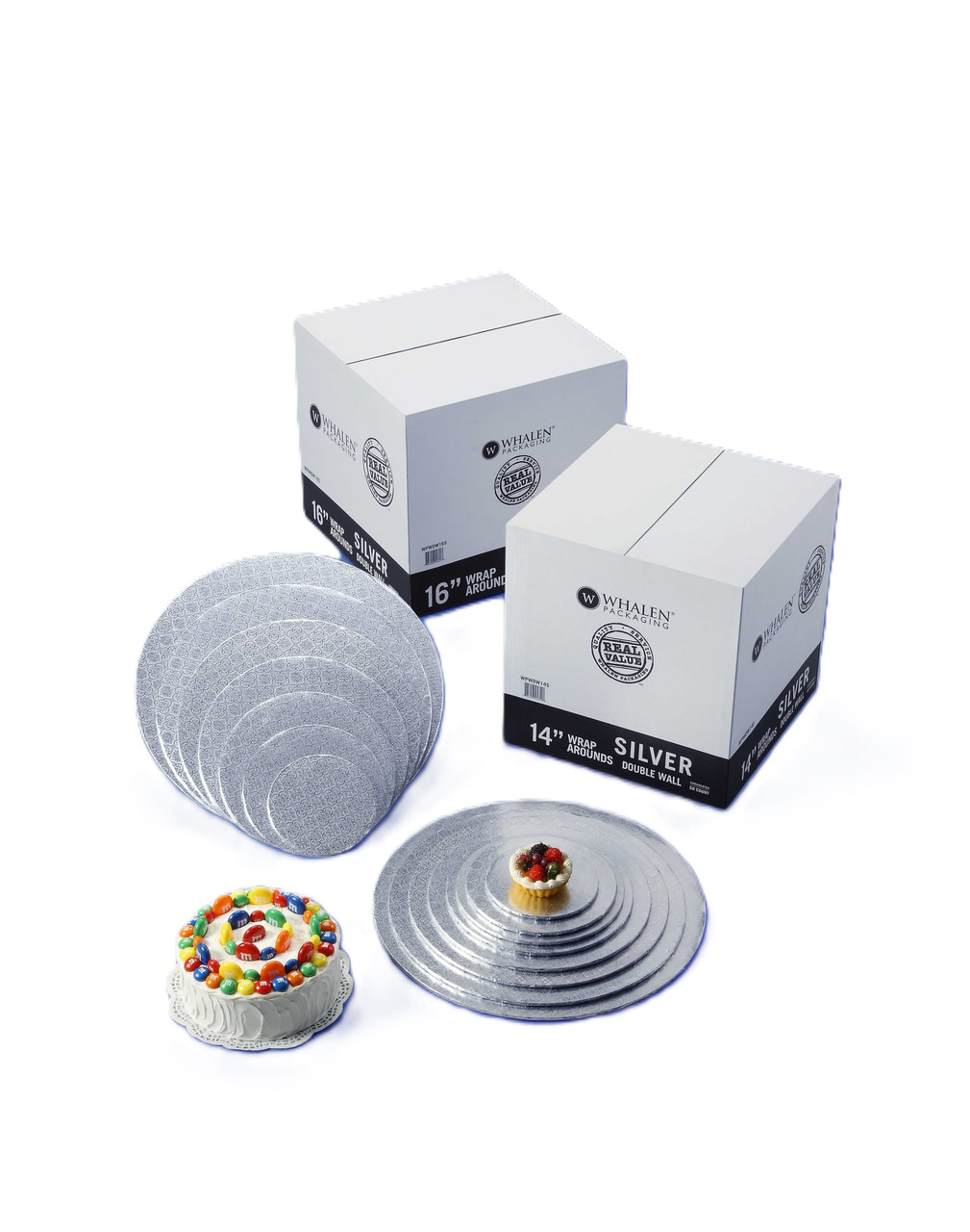 Wrap Around 14 IN Silver Round Double Wall 50/Case