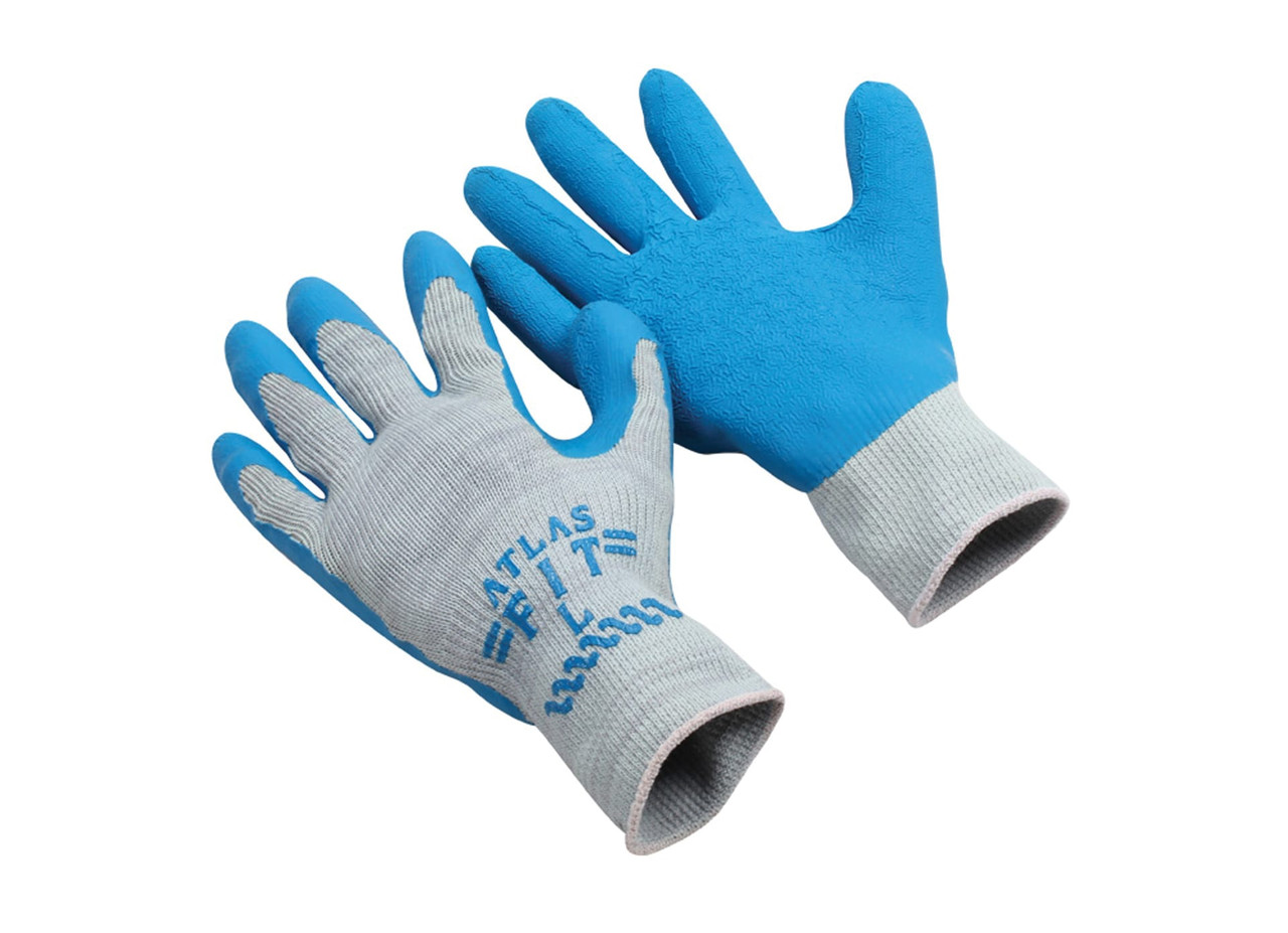 Atlas Fit® Large (LG) Blue Rubber Polyester String Knit Palm & Finger Coating Rough Finish Rubber Grip 144/Case