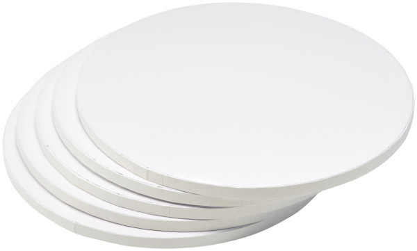 Cake Board 12X0.5 IN Foil-Lined Paper White Round 5/Pack