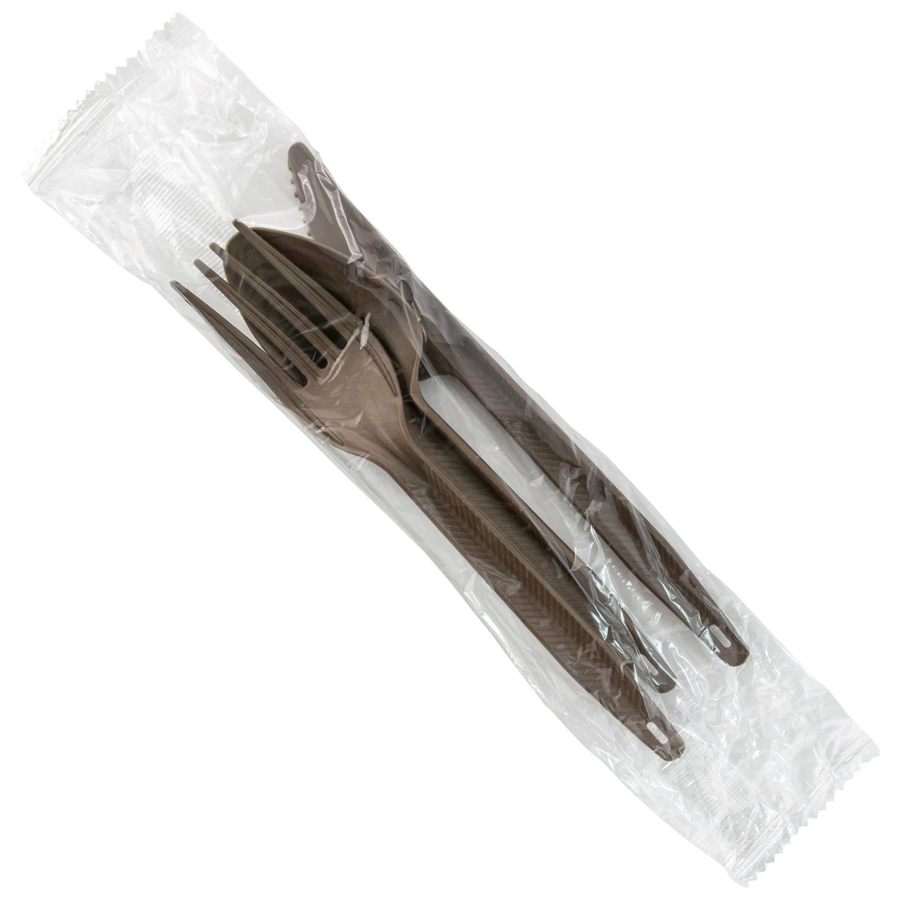 3PC Cutlery Kit Brown With Fork,Knife,Spoon 250/Case