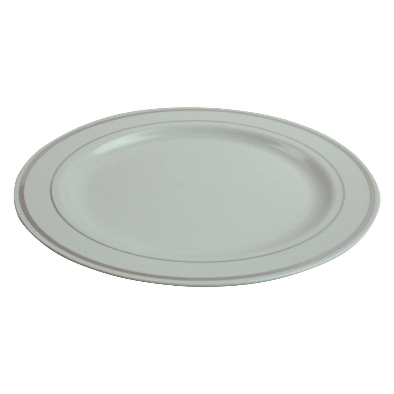 Plate 10.25 IN White Silver Band 144/Case