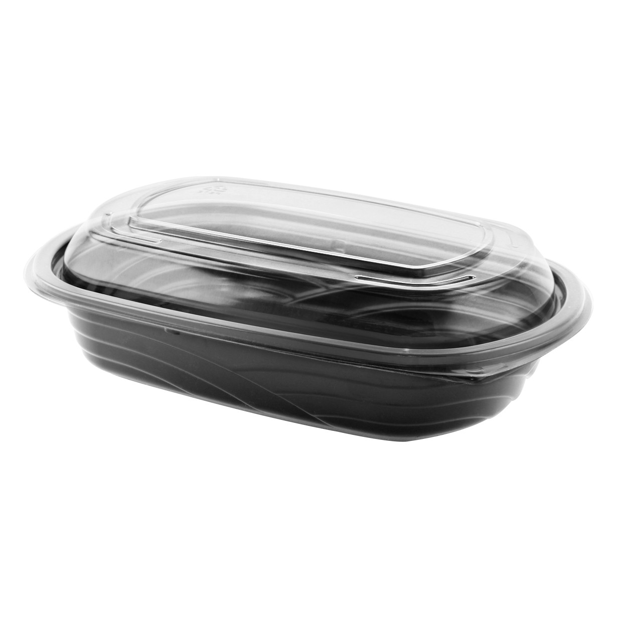 MicroRaves® Food Container Base & Lid Combo With Dome Lid 24 OZ PET Black 126/Case