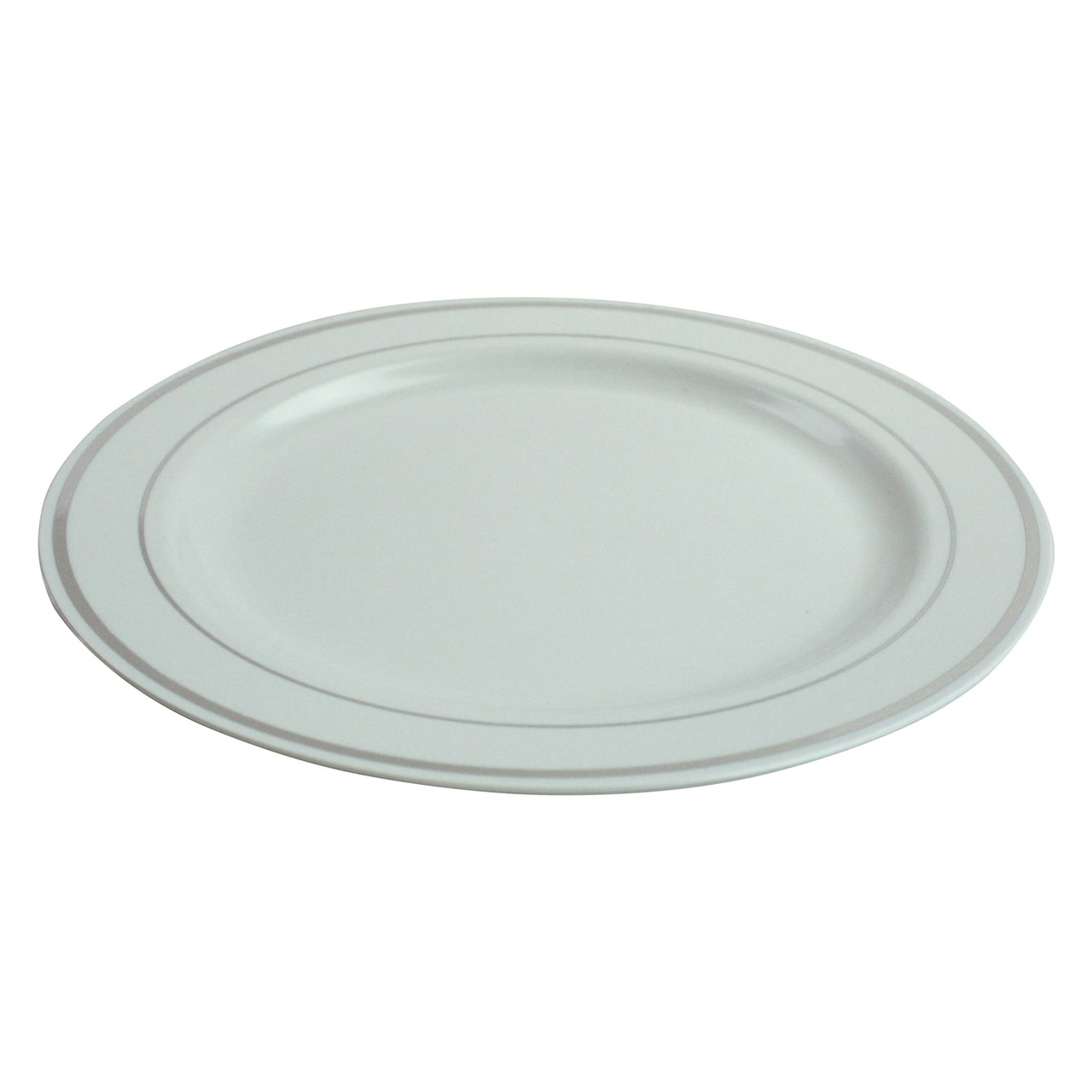 Plate 9 IN PS White Silver Round 144/Case