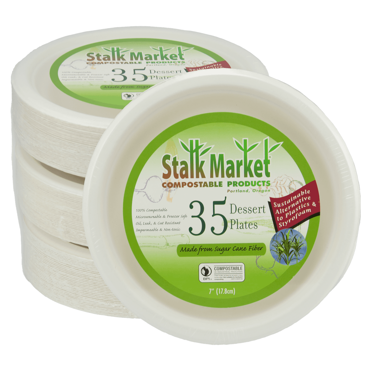 Stalk Market Plate 7 IN Molded Fiber White Round Heavyweight 35 Count/Pack 12 Packs/Case 420 Count/Case