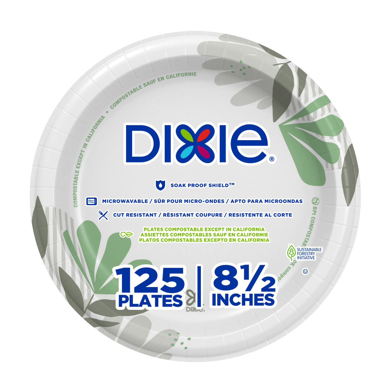 Dixie® Plate 8.5 IN Paper Multicolor Pathways Round 125/Pack