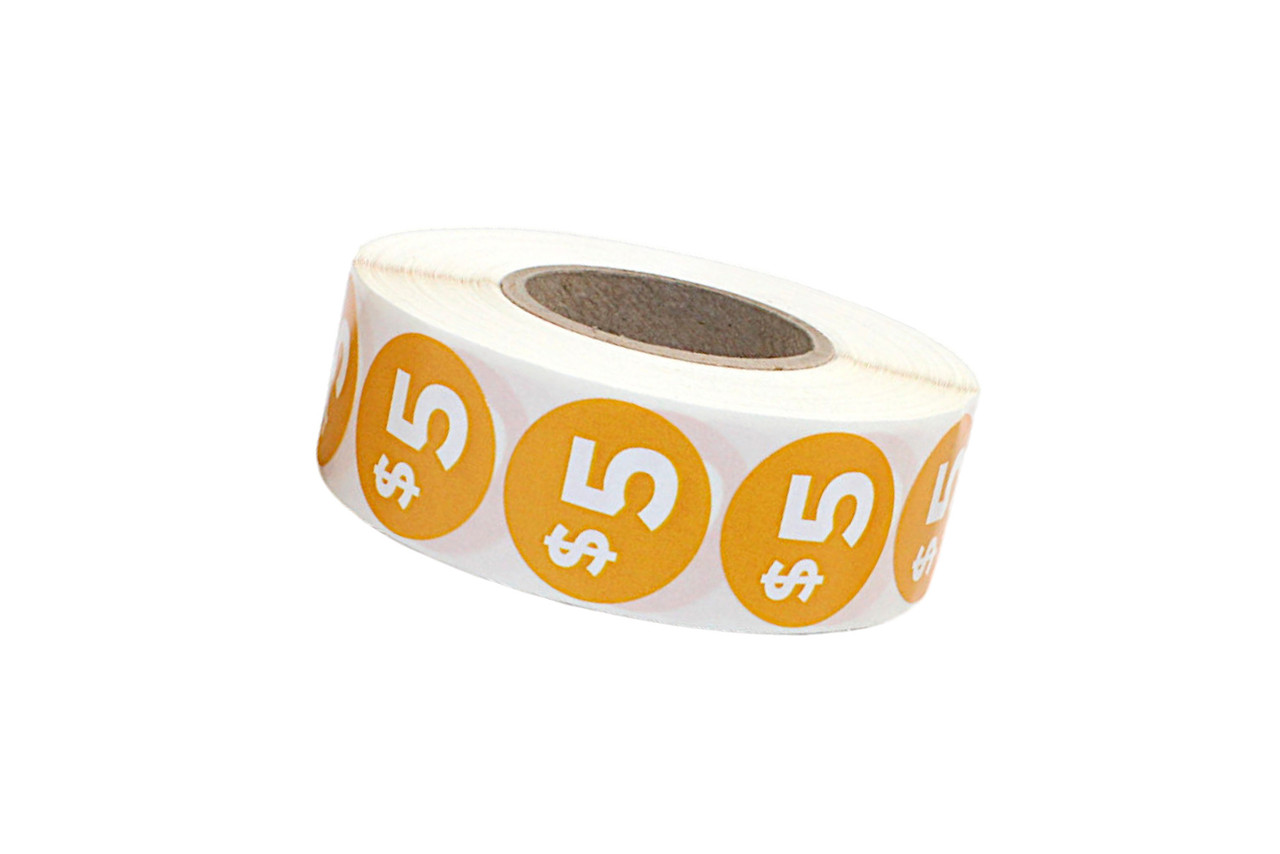 5 Promo Price Label 1 IN Orange Icon Circle UV 1000 Count/Roll 50 Rolls/Case 50000 Count/Case