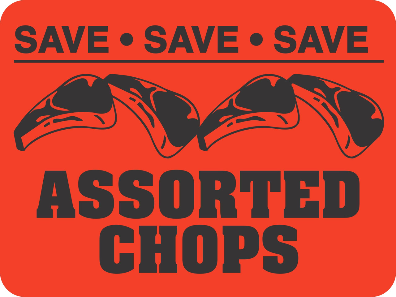Assorted Chops Save Save Save Meat Label 1.5X2 IN Black Fluorescent Red 500 Count/Roll 20 Rolls/Case 10000 Count/Case
