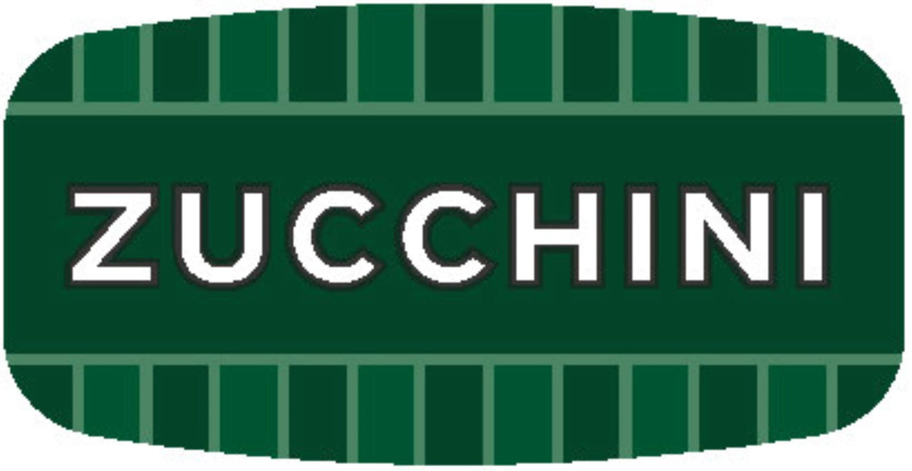 Zucchini Bakery Flavor Label 0.625X1.25 IN Oval 4 Color Process UV 1000 Count/Roll 50 Rolls/Case 50000 Count/Case