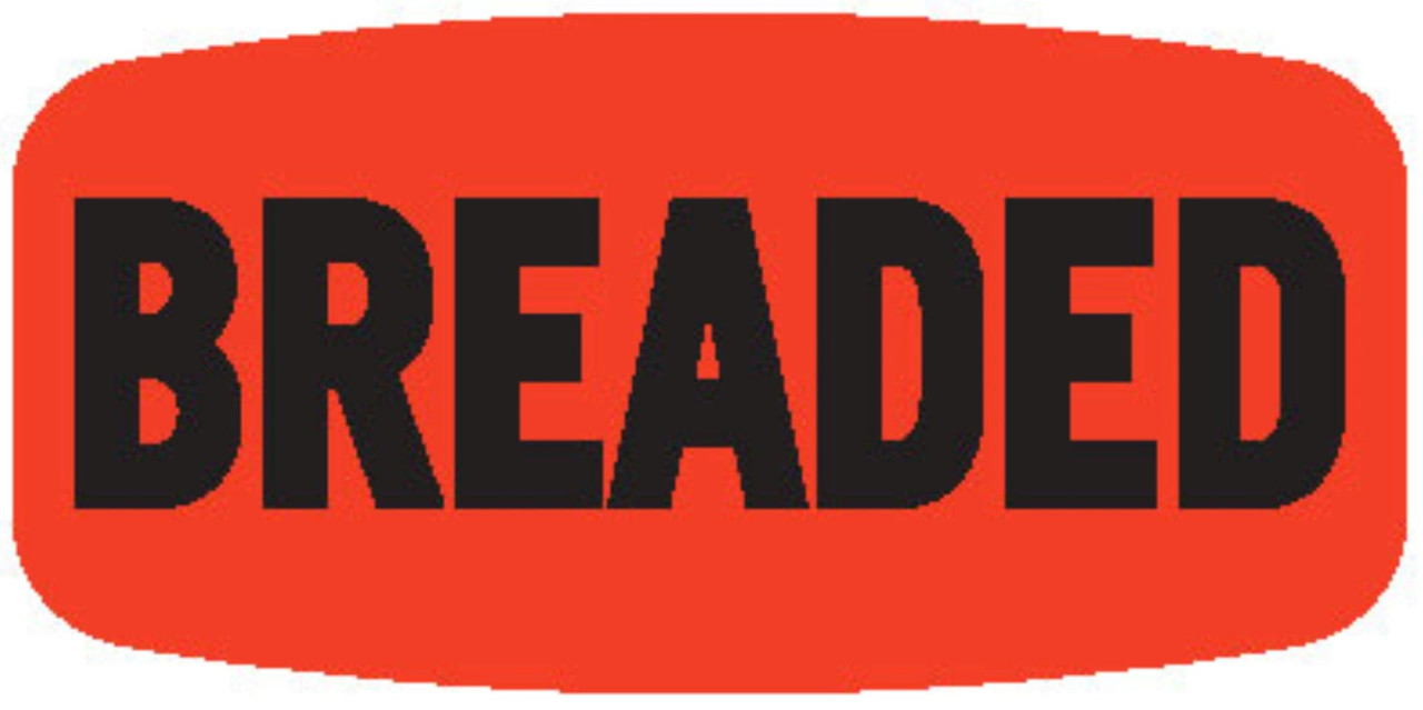 Breaded Label 0.625X1.25 IN Black Fluorescent Red Short Oval 1000 Count/Roll 50 Rolls/Case 50000 Count/Case