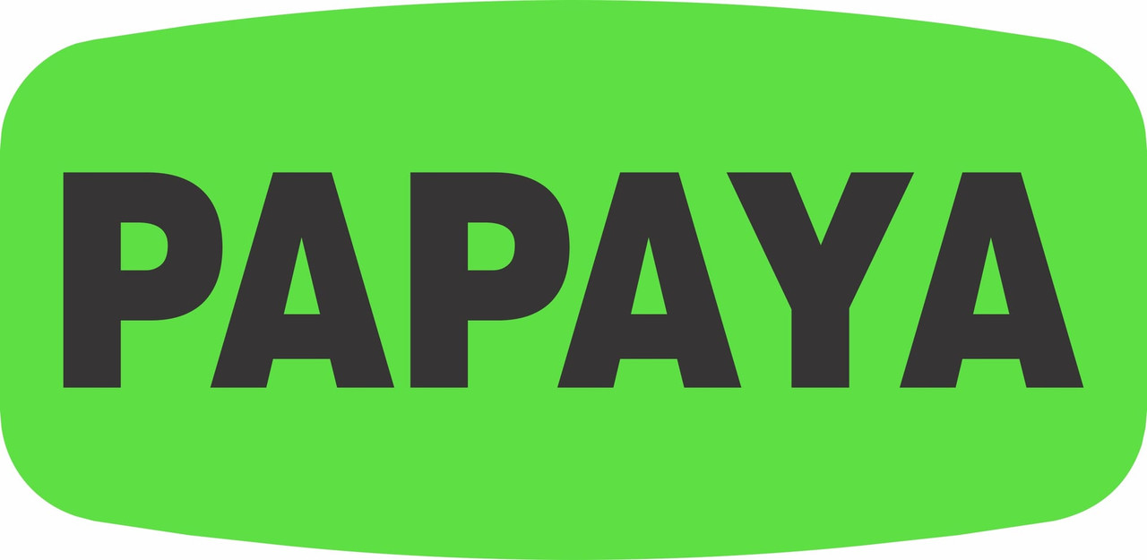 Papaya Label 0.625X1.25 IN Black Fluorescent Green Short Oval 1000 Count/Roll 60 Rolls/Case 60000 Count/Case