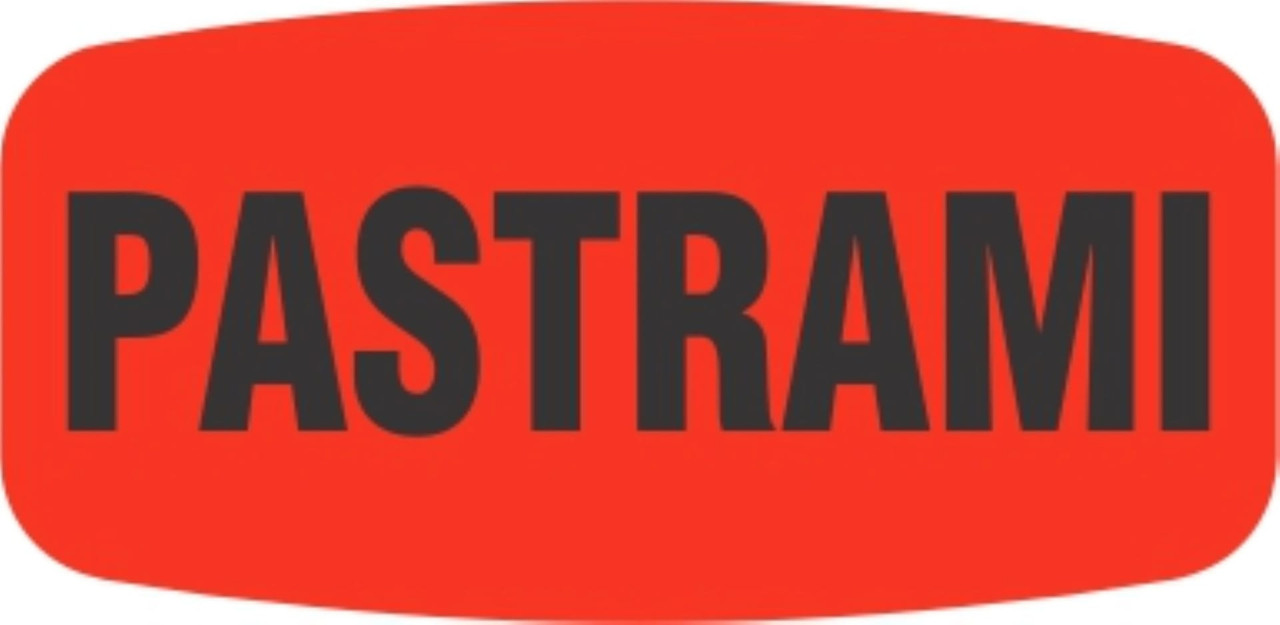 Pastrami Label 0.625X1.25 IN Black Fluorescent Red Short Oval 1000 Count/Roll 50 Rolls/Case 50000 Count/Case