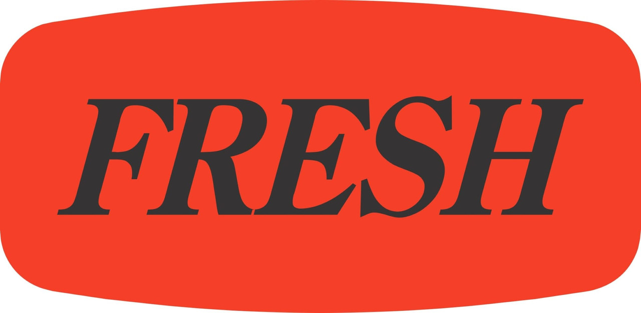 Fresh Label Black Fluorescent Red Short Oval Dayglo 1000 Count/Roll 50 Rolls/Case 50000 Count/Case