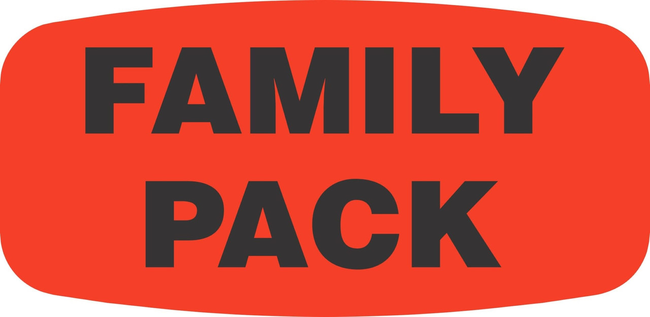 Family Pack Label 0.625X1.25 IN Black Fluorescent Red Short Oval 1000 Count/Roll 50 Rolls/Case 50000 Count/Case