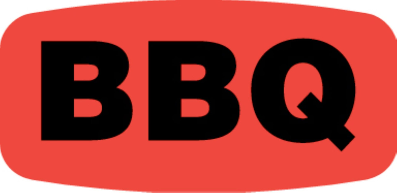 BBQ Label 0.625X1.25 IN Black Fluorescent Red Short Oval 1000 Count/Roll 50 Rolls/Case 50000 Count/Case