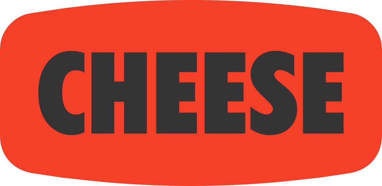 Cheese Label Black Fluorescent Red Short Oval Dayglo 1000 Count/Roll 50 Rolls/Case 50000 Count/Case