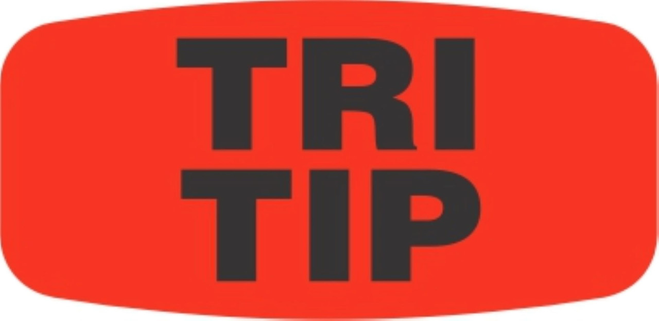 Tri Tip Label 0.625X1.25 IN Black Fluorescent Red Short Oval 1000 Count/Roll 50 Rolls/Case 50000 Count/Case