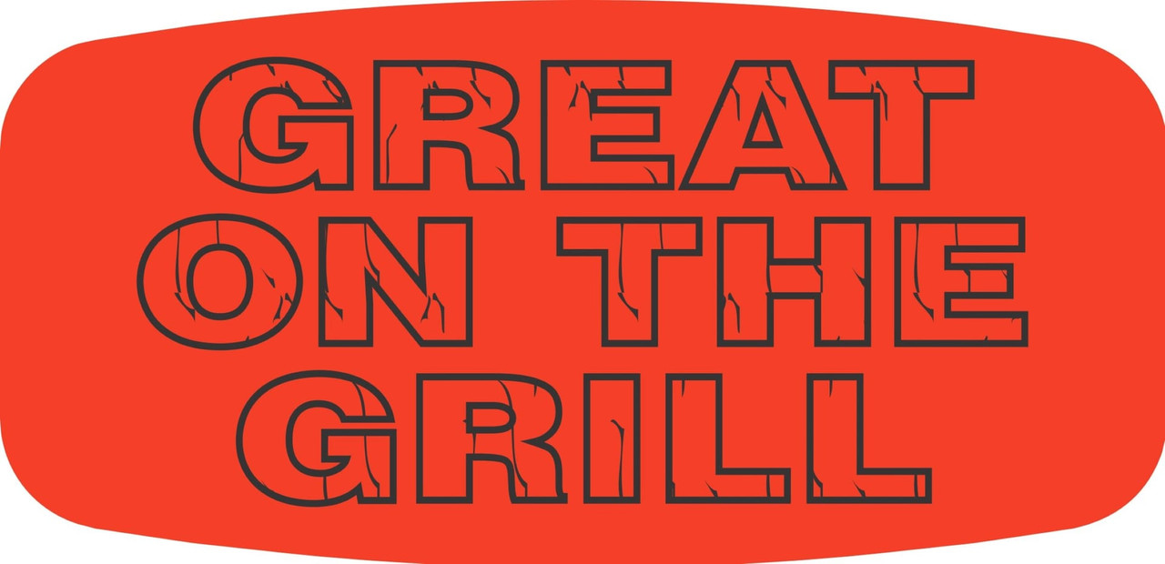 Great On The Grill Label 0.625X1.25 IN Black Fluorescent Red Short Oval 1000 Count/Roll 50 Rolls/Case 50000 Count/Case