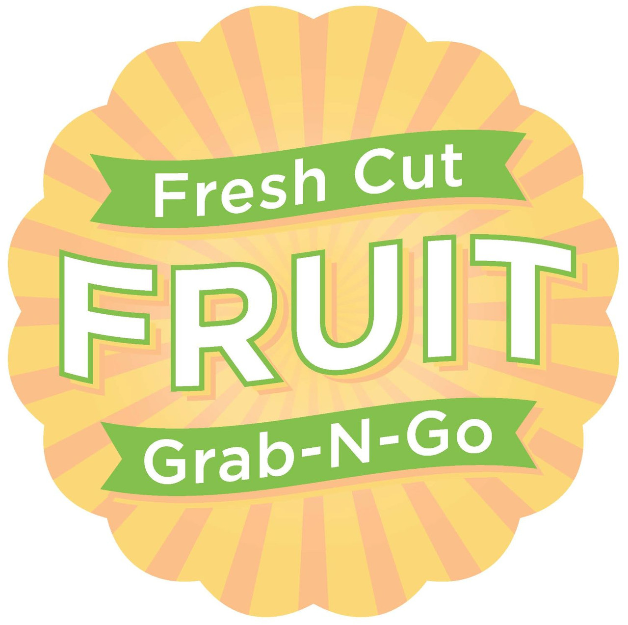 Fresh Cut Grab-N-Go Fruit Produce Label 1.75 IN Yellow Orange Green Scallop 500 Count/Roll 10 Rolls/Case 5000 Count/Case