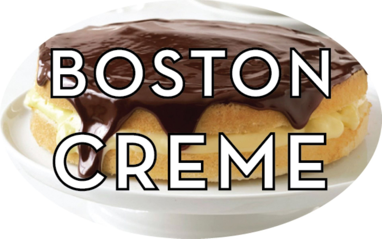 Boston Creme Bakery Flavor Label 1.25X2 IN Oval 4 Color Process 500 Count/Roll 5 Rolls/Sleeve
