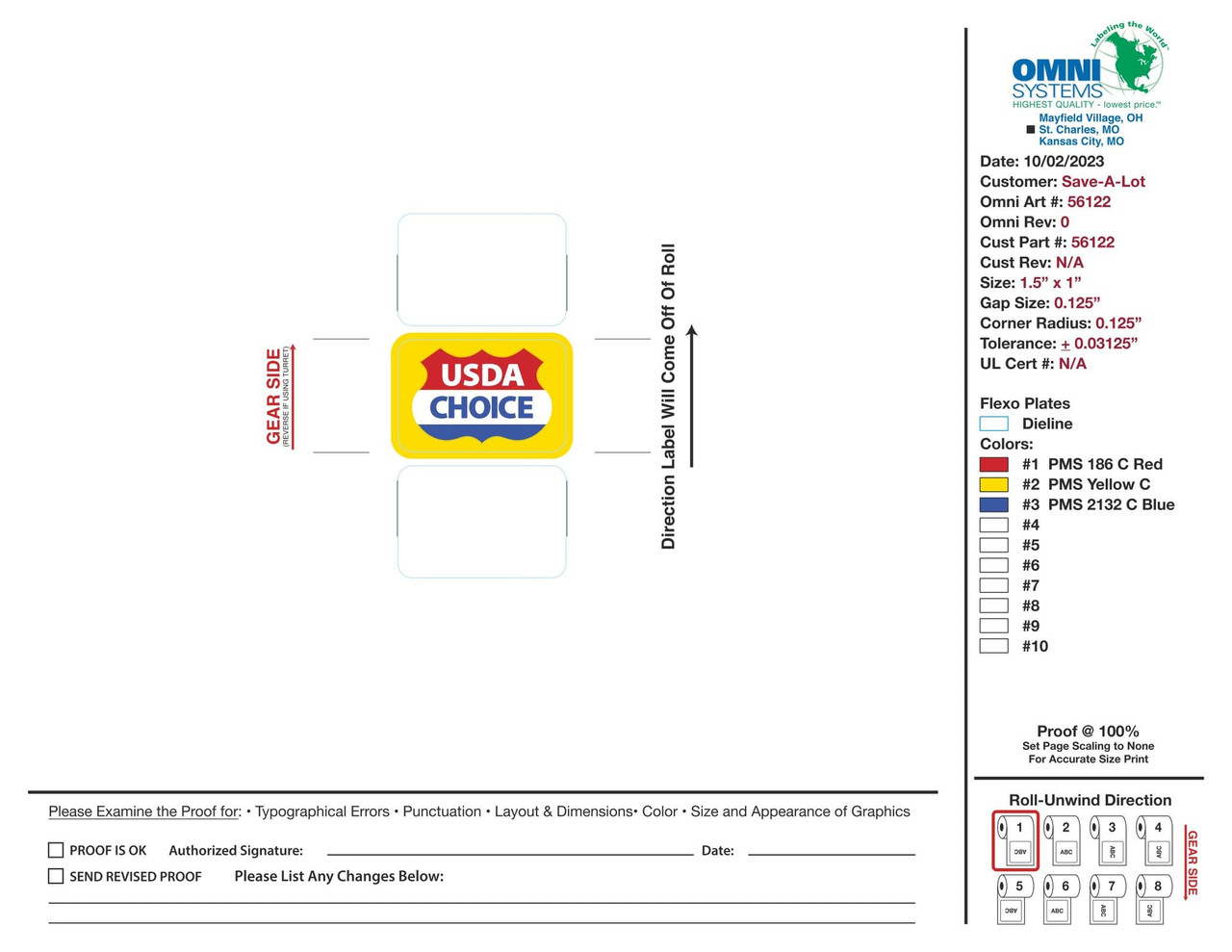 USDA Choice Label 500 Count/Roll 4 Rolls/Case