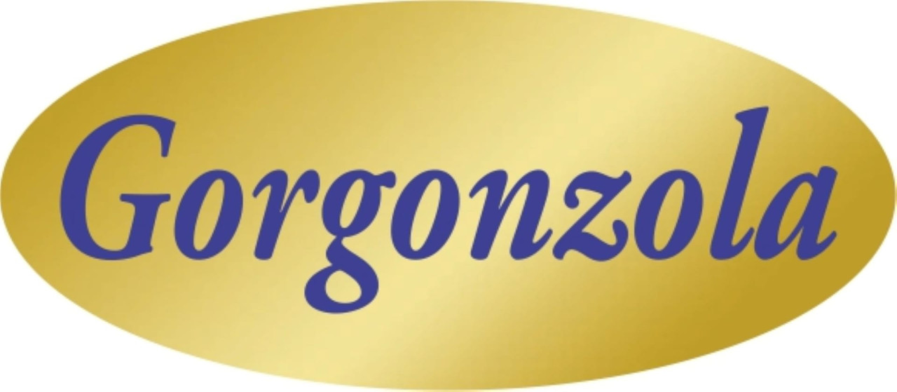 Gorgonzola Deli Label 0.875X1.9 IN Blue Gold Oval 500 Count/Roll 10 Rolls/Case 5000 Count/Case
