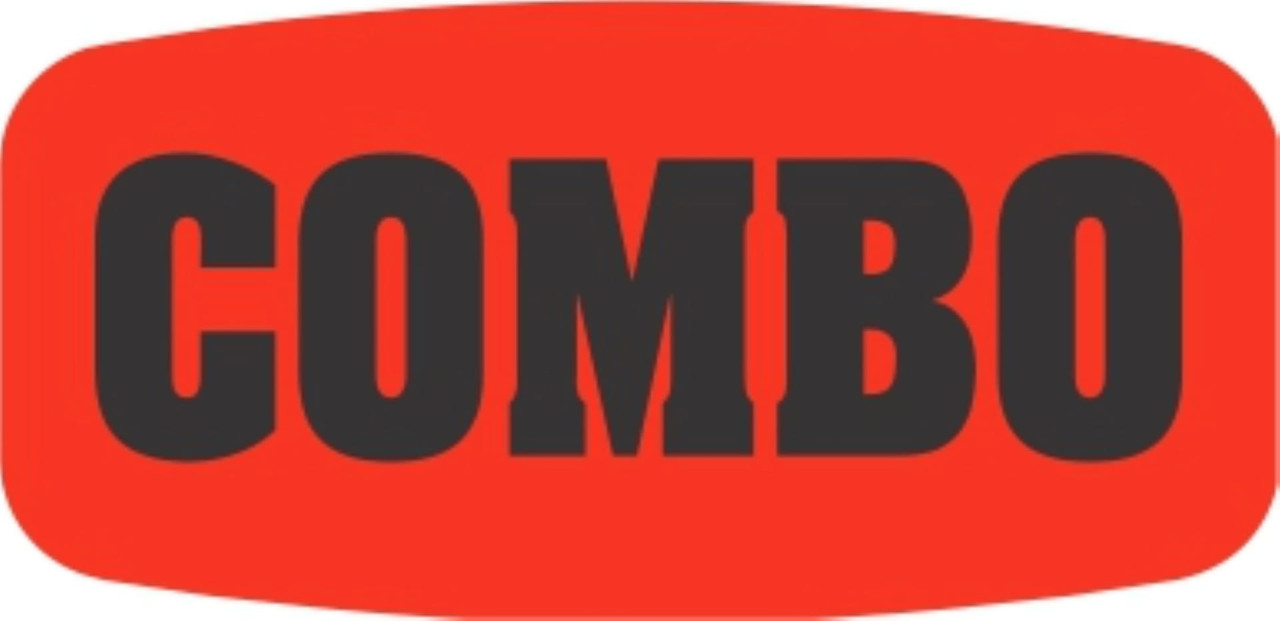 Combo Label 0.625X1.25 IN Black Fluorescent Red Short Oval 1000 Count/Roll 50 Rolls/Case 50000 Count/Case