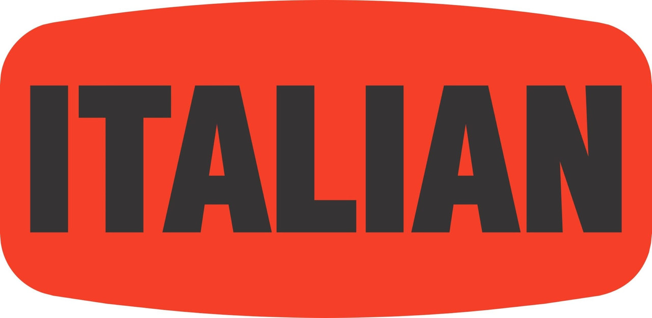 Italian Label 0.625X1.25 IN Black Fluorescent Red Short Oval Paper 1000 Count/Roll 50 Rolls/Case 50000 Count/Case