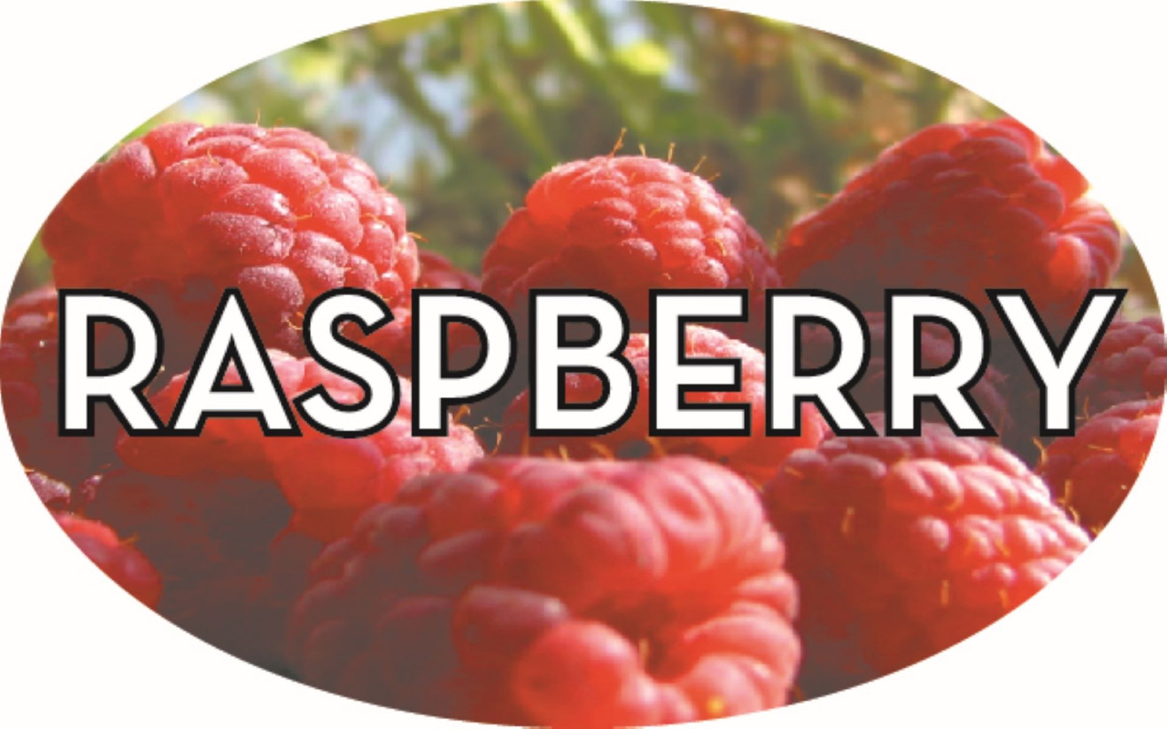 Raspberry Bakery Flavor Label 1.25X2 IN Oval 4 Color Process 500 Count/Roll 20 Rolls/Case 10000 Count/Case