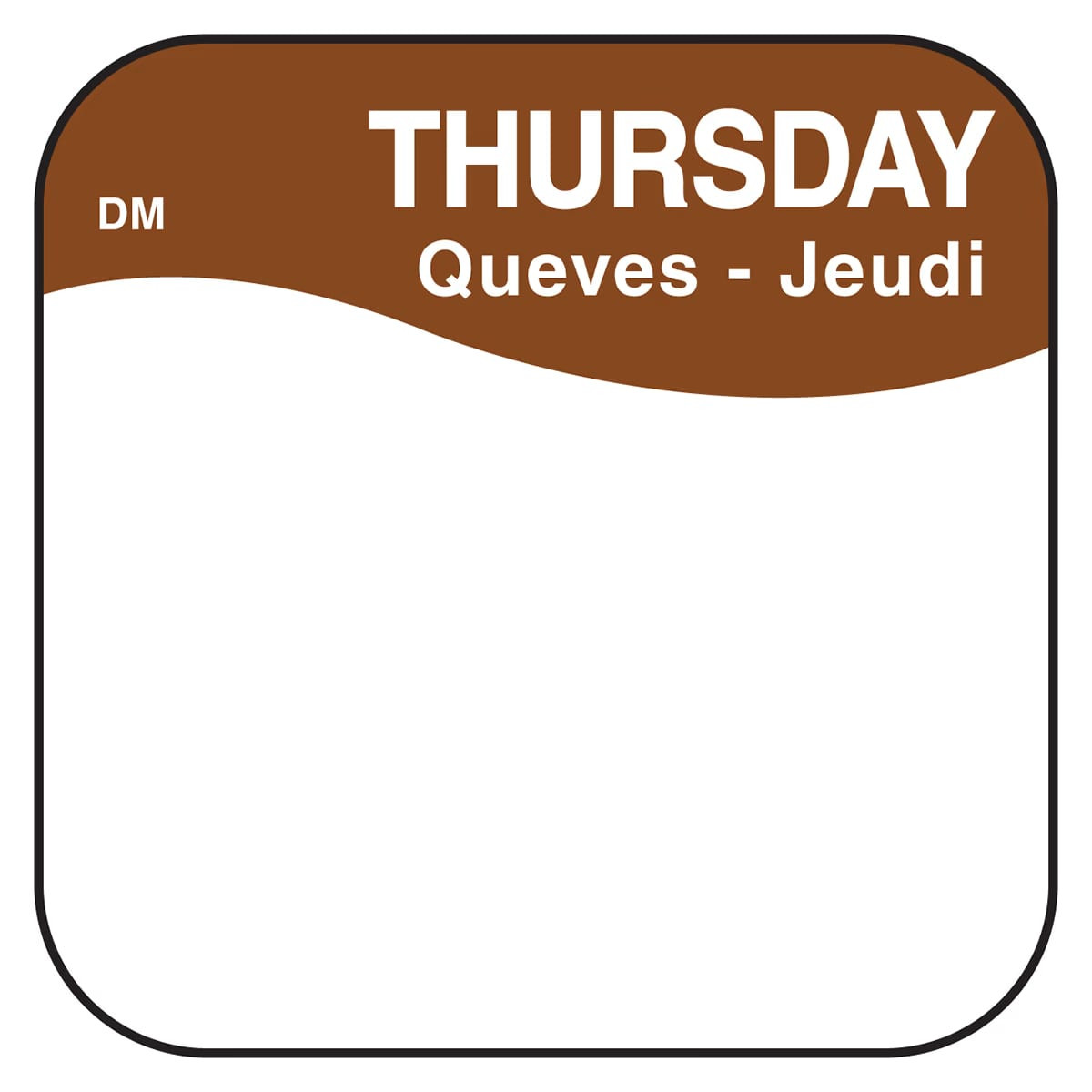 DissolveMark® Thursday Label 0.75X0.75 IN Day of the Week Adhesive 1000/Roll